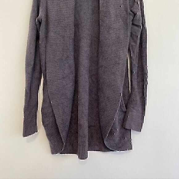 BAREFOOT DREAMS CozyChic Lite Circle Cardi Purple Gray ish Open Cardigan Sweater - Picture 4 of 11